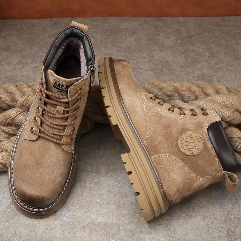 Fashion Men's Retro Suede Work Boots Thick-soled Anti-slip Outdoor Casual Shoe Comfortable and Durable Short Boots for Autumn and Winter