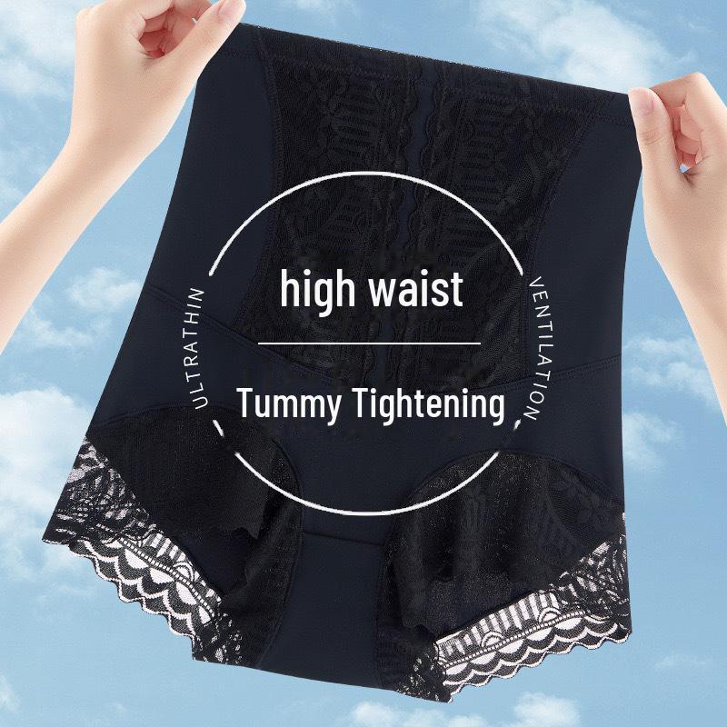 

«Бесшовные кружевные трусики из ледяного шелка с высокой талией»: Послеродовая поддержка живота и коррекция формы бедер XXL (suggested for 140-160 jin)