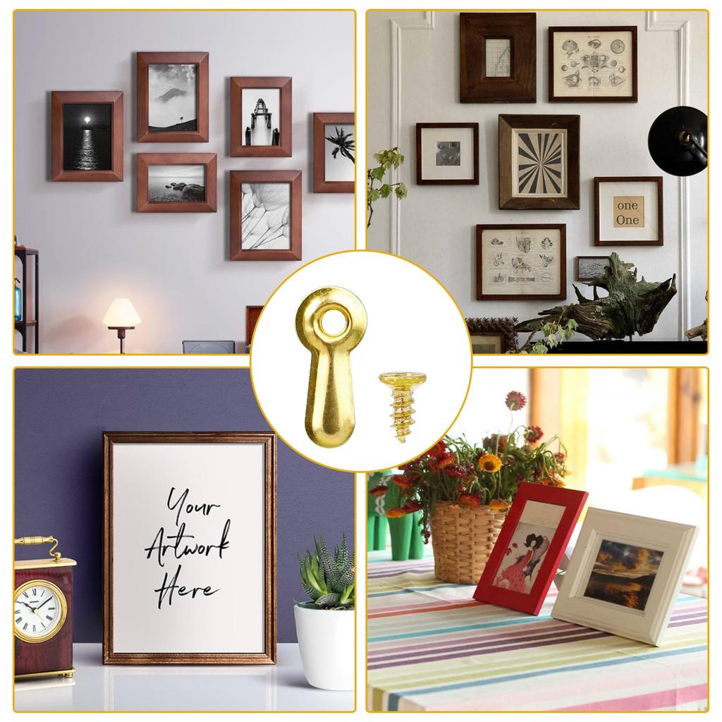 100PC Frame Picture Turn Button Fasteners Set Gold Hardware Backing Clips Picture Frame Backing Clips