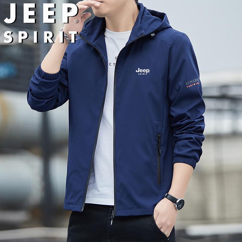 

JEEP SPIRIT Men s Spring Autumn Detachable Hood Jacket 4XL