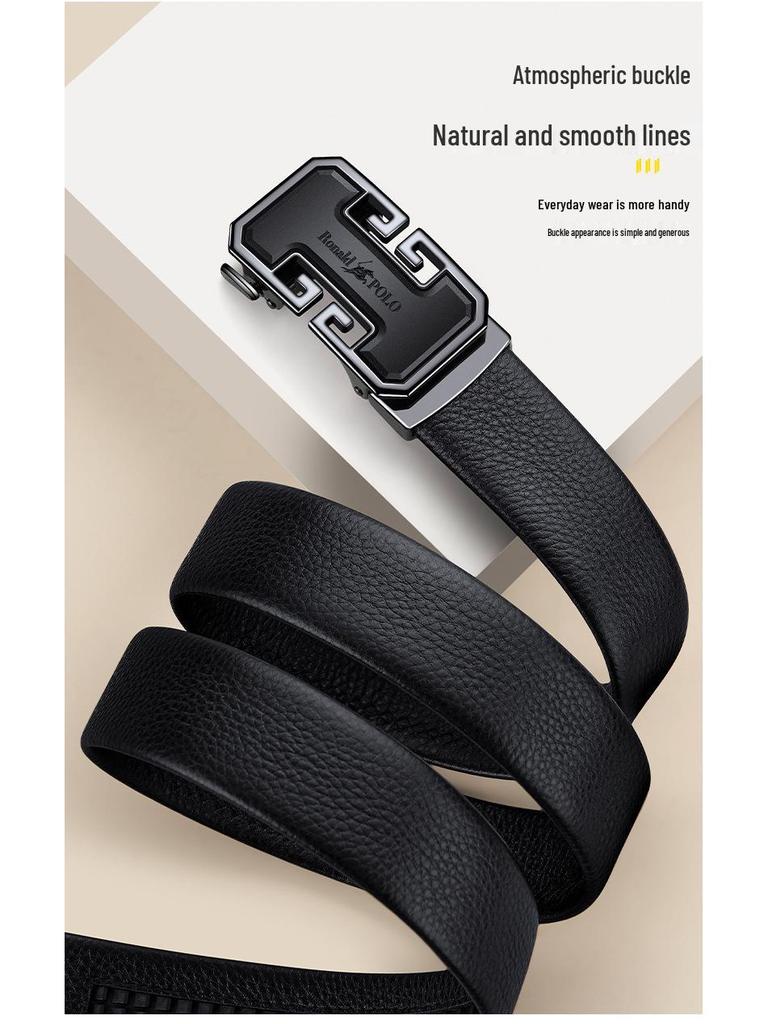 Paul's Men's Genuine Leather Belt with Automatic Buckle, Cowhide, for Business and Casual Wear.