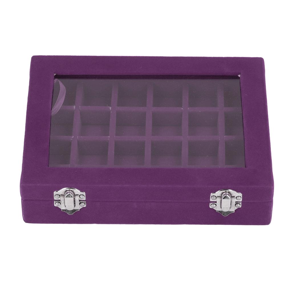 Small Velvet Jewelry Box Organizer 24 Compartments Jewelry Case Earring Rings Storage Box Jewelry