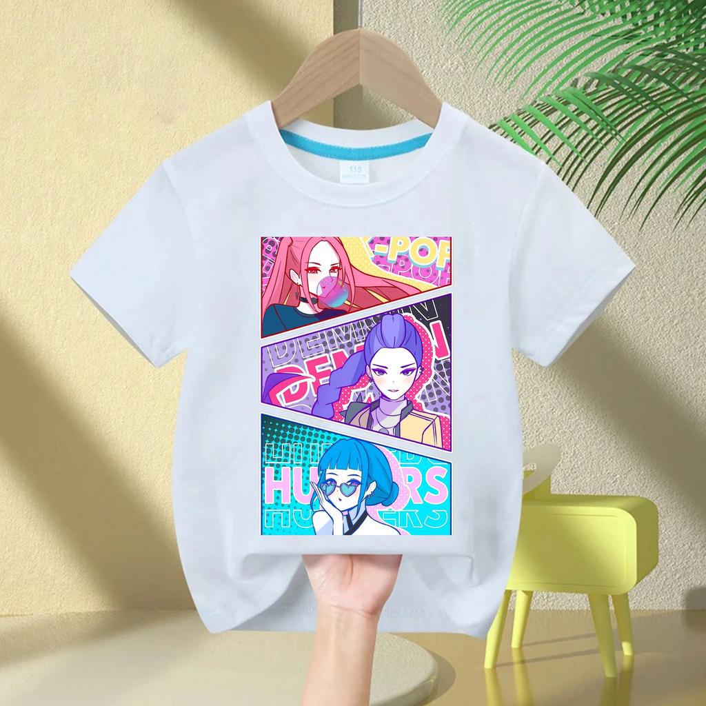 Baby Girl Clothes Crew Neck Cartoon Girls Boys Tee Kids Rumi T-shirt KPop Demon Hunters Print Fashion Casual Tops Casual