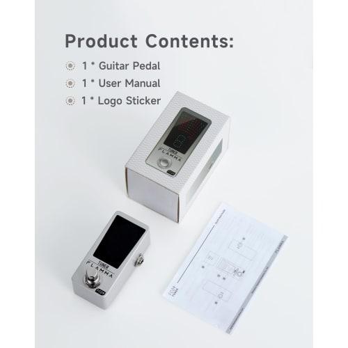 FLAMMA Tuner Pedal FC04 Chromatic Guitar Tuner Pedal, High-Precision 1-Cent Tuning Pedal for Guitar and Bass, with Pitch Indicator and True Bypass
