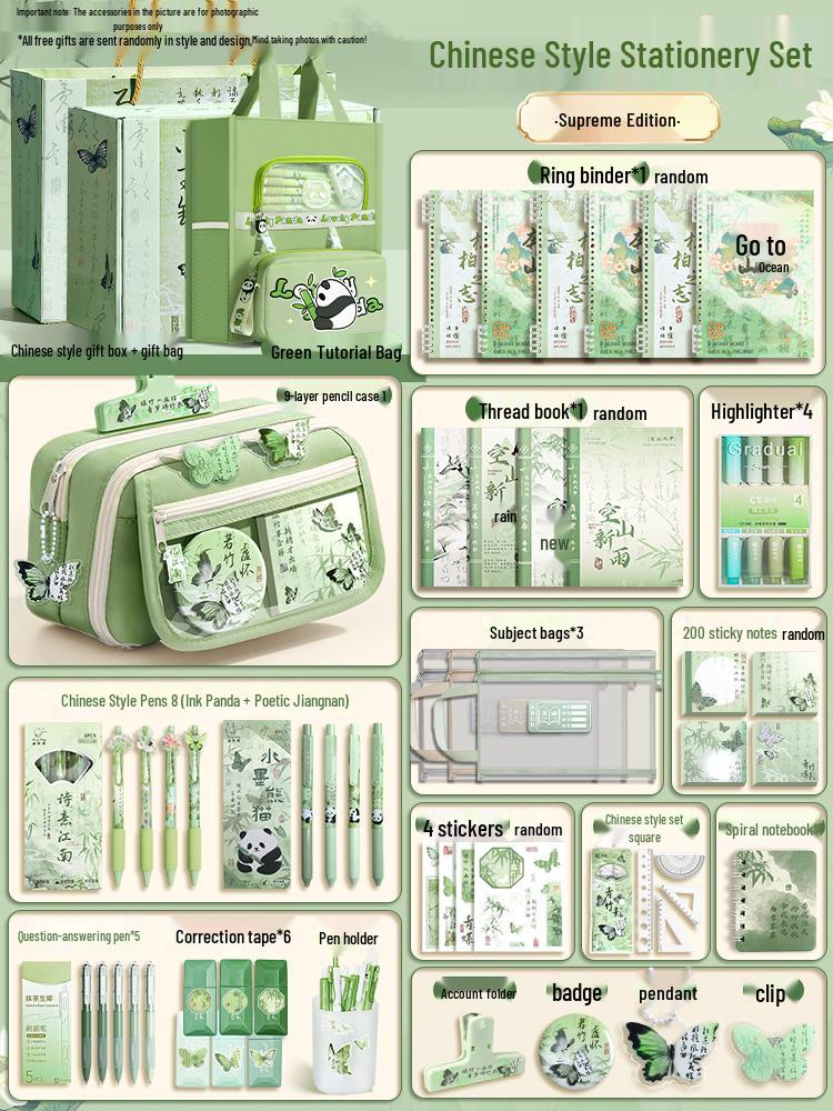 Beeindruckendes Doppelgeschenk: Antikes Schreibwaren-Set im chinesischen Stil für Mädchen - Vollständige Lernmaterialien für Grundschüler