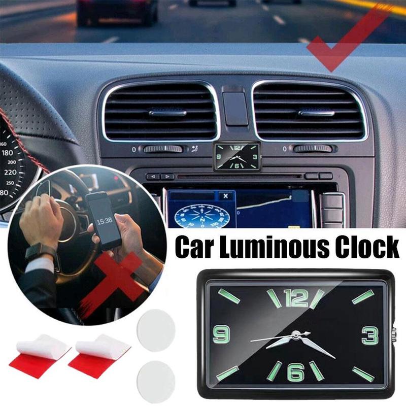 Car Quartz Electronic Clock Car Air Vent Self Adhesive Quartz Clock Workbench Storage Cabinet Noctilucent Electronics Clock