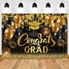 Golden Flash Black Balloon Banner Photography Background Cloth, Congratulations Graduation Ceremony Evening Photography Backdrop