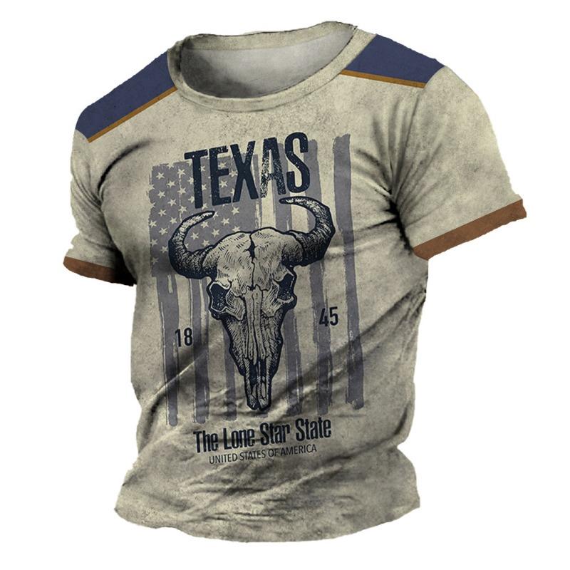 Vintage Herren T-Shirt Yellowstone 3D-Druck Harajuku Kurzarm T-Shirt Casual Streetwear Lockerer Pullover Tops Übergröße Kleidung