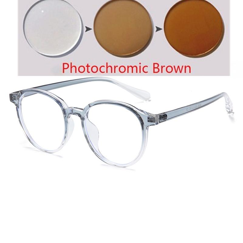 Transparent Blue Frame Blue Light Blocking Round Minus Diopter Glasses Prescription 0 To -6 0