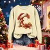 Women's Fashionable Casual Long-Sleeved Christmas Letter Print Crew-Neck Sweatshirt