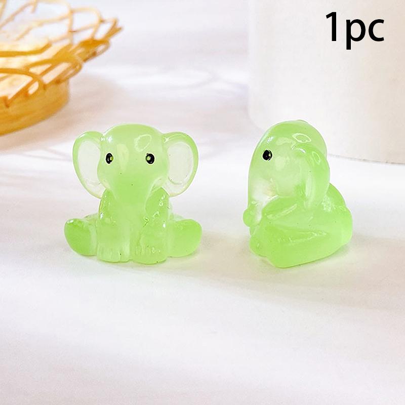 

1 шт. милые фигурки своими руками, украшение стола, светящиеся миниатюры из смолы, сидящий слон, светящийся ночью, аксессуары для сада фей зелёный