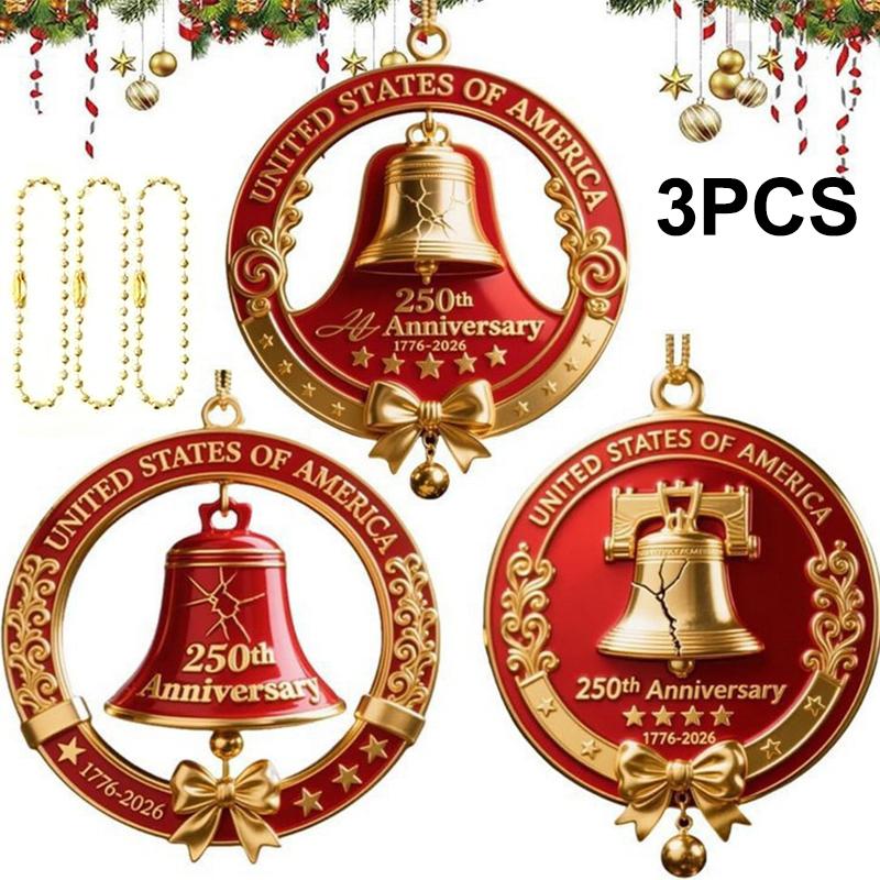

2D Acrylic United States 250Th Anniversary Bell Ornament Patriotic Commemorative Doorbell Home Xmas Tree Hanging Decoration A10