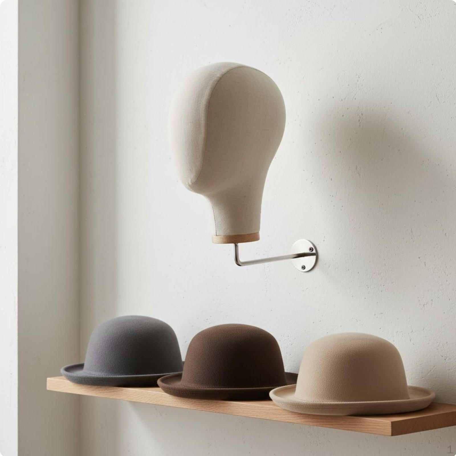 Wall Mounted Mannequin Head SpaceSaving Linen Hat Display Stand Versatile Textile for