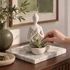 Decorative Meditation Statue 3D Printed Yoga Figure Flowerpot for Succulents and Air Plants, Minimalist Small Plant Pot Windowsill Zen Style Sculpture