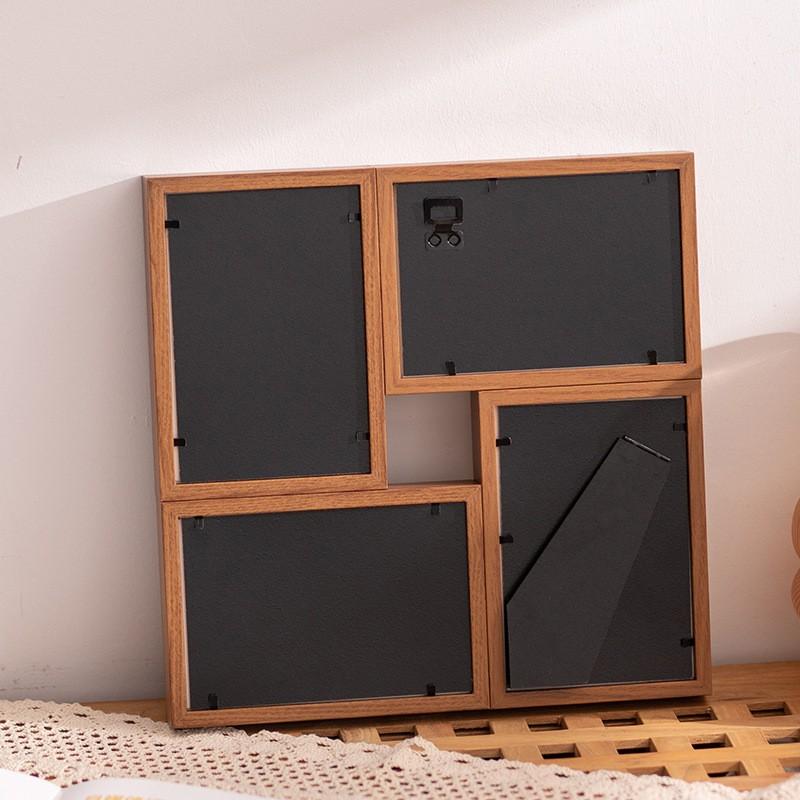 Modern 4-Panel Photo Frame Set 6-inch Wall Or Table Display Wooden Style Living Room Bedroom Office Decor