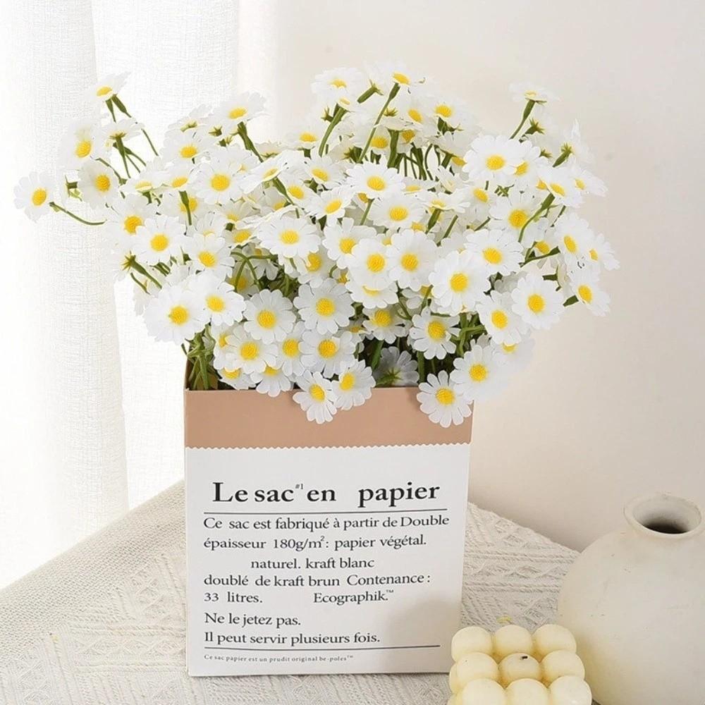 60heads Artificial Daisy Flowers Small Long Branch Daisy Fake Flower Bouquet Artificial Fade-Resistant Silk Fake Flower DIY Vase