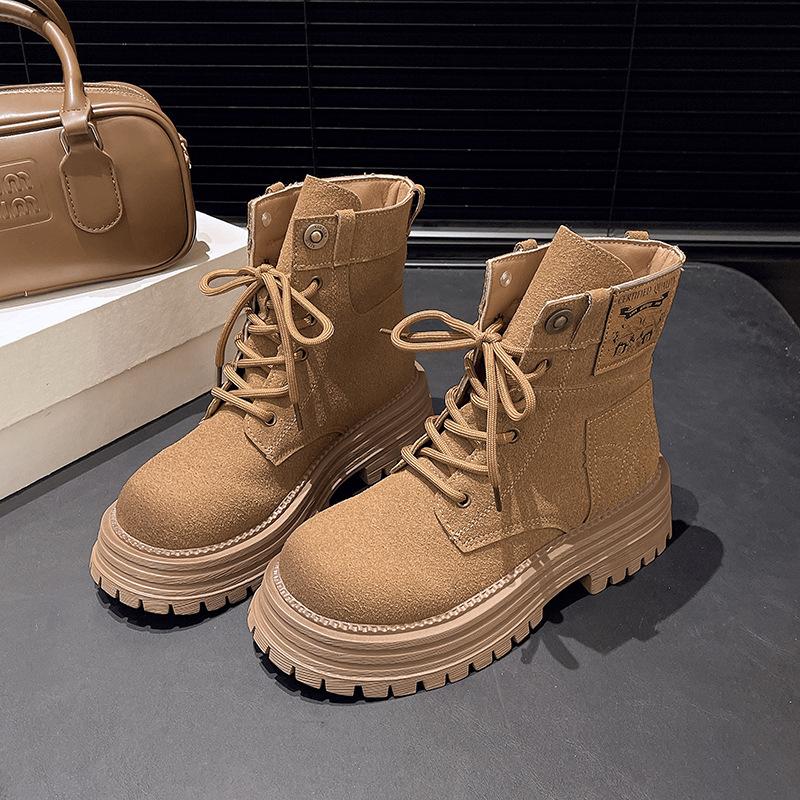 Tooling Martin Boots Short Boots Women's 2025 New Platform Spring and Autumn Boots Fried Street Matte Leather Retro Polished Rhubarb Boots