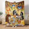 Little Mole Cartoon Animal Party Scene Print Flannel Blanket Soft Warm Throw Blanket for Sofa Bed Living Room