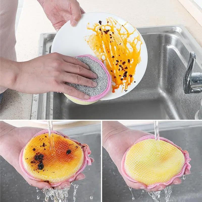 3-10pcs Double Side Dishwashing Sponge Reusable Washable Sponges Dish Washing Brush Household Cleaning Kitchen Clean Tools