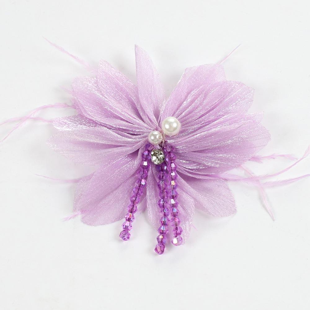 Organza Flower Accessories Crystal Tassel Detail Flower DIY Headdress Part Glitter Crystal Inlay Hair Decor Hair Crown Making