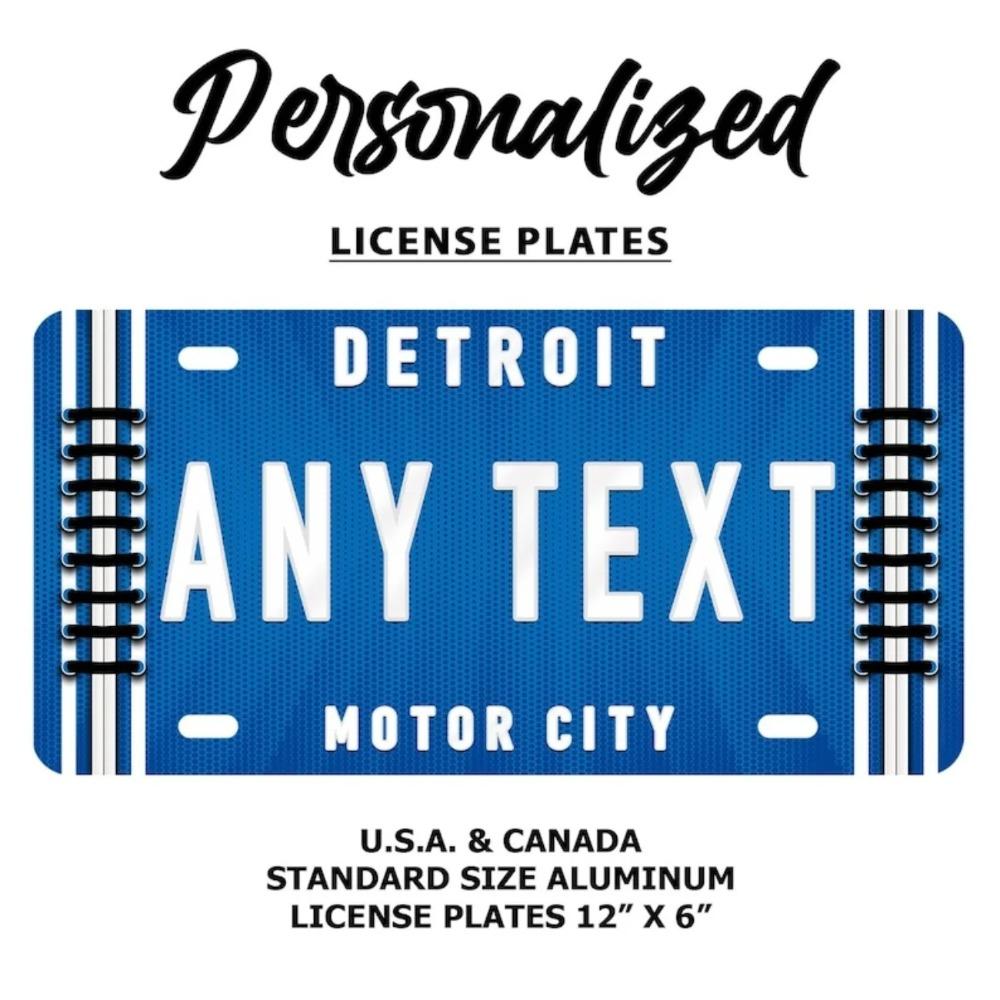 Custom Metal Sign Detroit Lions Personalized License Plate Car Decor