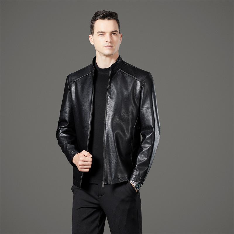 

Модная мужская куртка из овчины высокого класса, классическая, среднего возраста, повседневный дизайн, модная теплая куртка из натуральной кожи 195