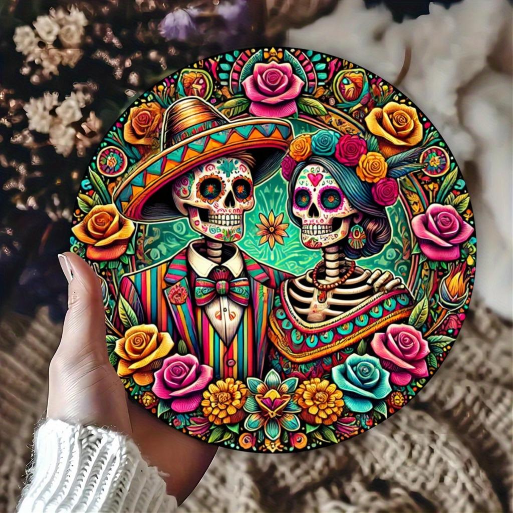 Tin Sign Day of the Dead Sugar Skull Couple Metal Plaque Wall Decor Vintage Home Office Bar Man Cave Wall Art
