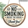 2D Flat, 1pc Round Aluminum Hanging Sign, "No Smoking Or Vaping Inside The House" Warning Text No Cigarette Icon Print, Suitable for Hotel Home Cafe