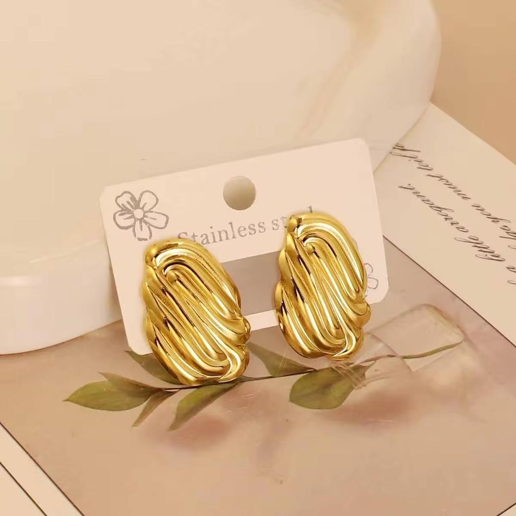 European American Trendy Cross-Border Punk Cold Wind Stainless Steel Earrings Geometric Irregular Drop Fashion Jewelry