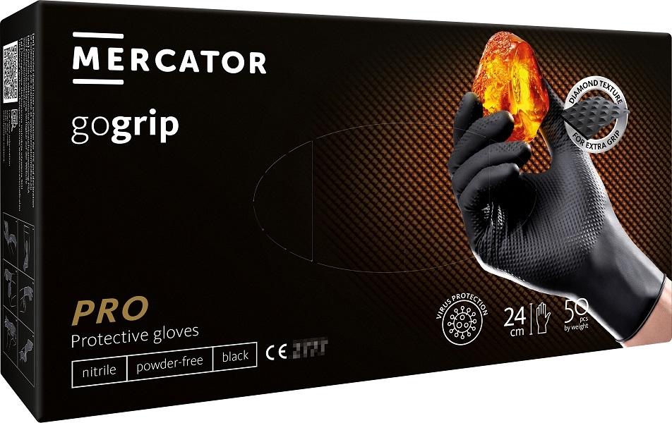 Mercator GoGrip Schwarze Nitrilhandschuhe 50 Stück Größe L