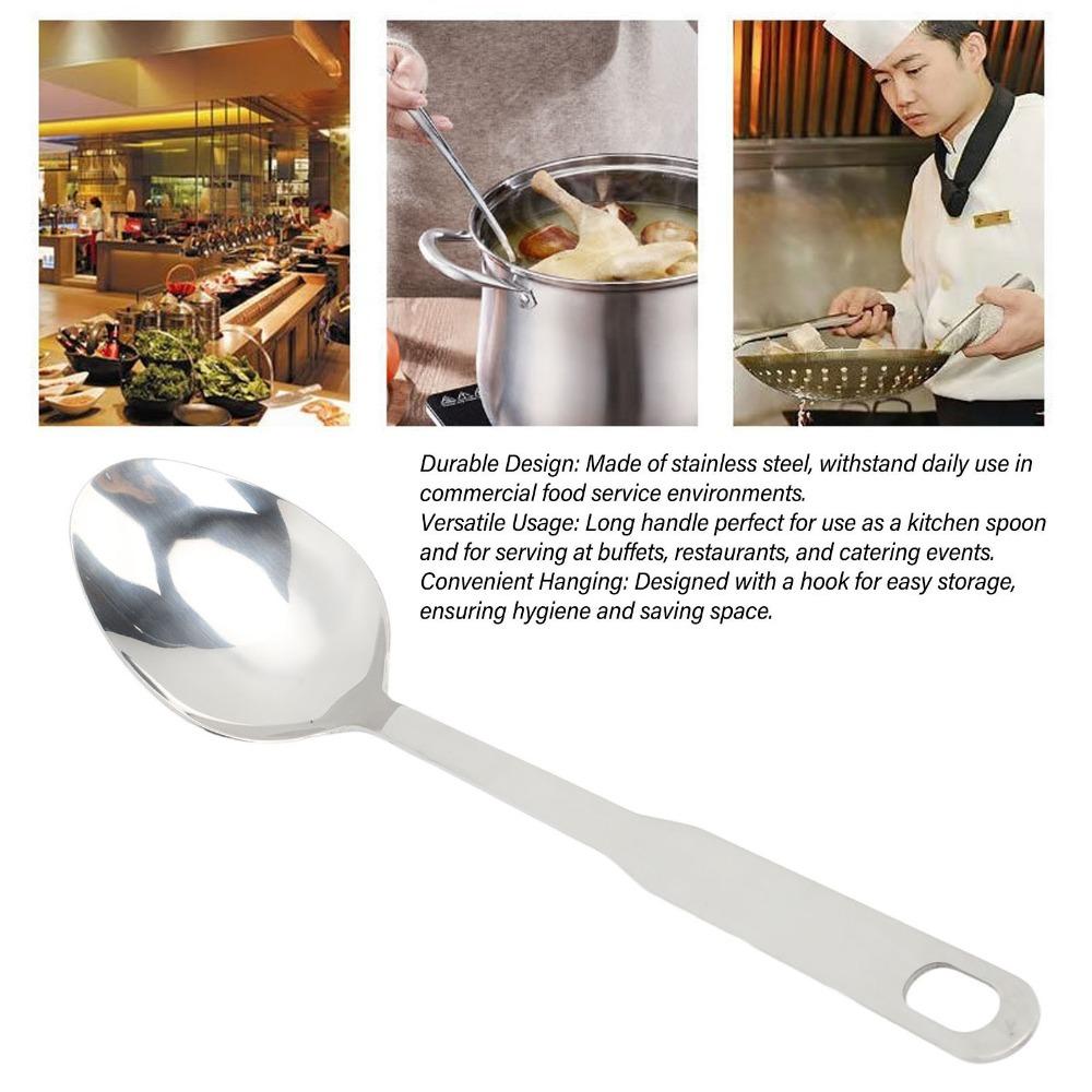 13 Inch  Handle Soup Ladle 304 Rustless Rustless Ladle Long Handle Spoon  Restaurant Use Steel Handle