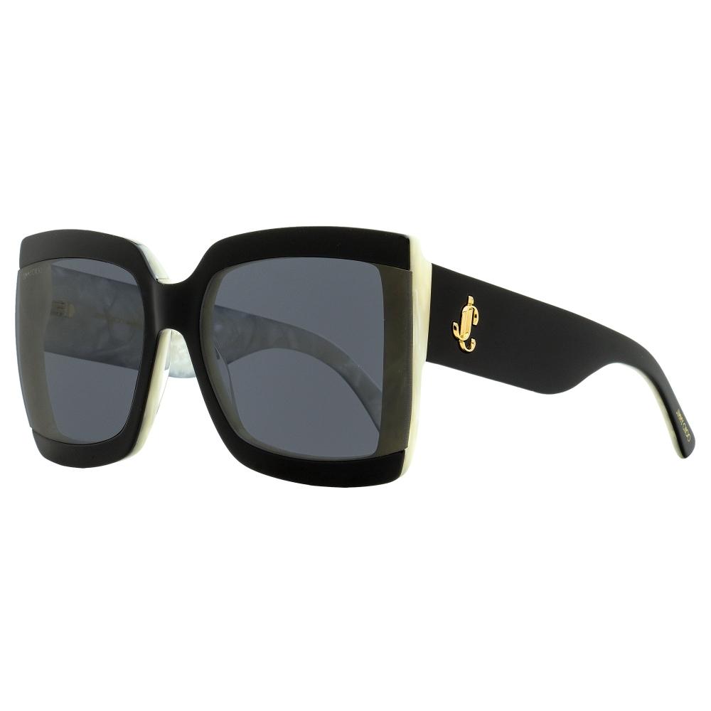

Jimmy Choo Женские квадратные солнцезащитные очки Renee 9HTIR Black Ivory 61 мм 9htir