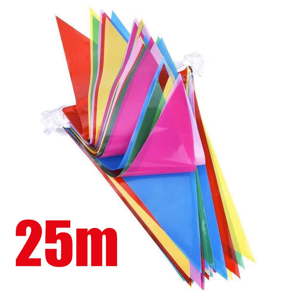 25/100M Colorful Triangle Flag Pennant String Banner Festival Party Holiday Decorate Five Color Triangular String Flag Small