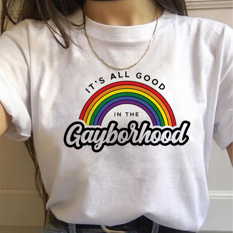 Lgbt Rainbow Harajuku T Shirt Wounisex Gay Pride Ullzang 90s Tshirt Lesbian Graphic Funny Print Tshirt New Fashion Top Tees Female
