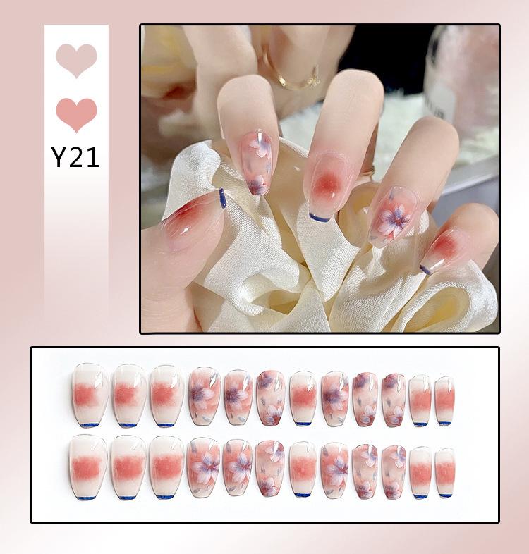 24-Piece French Style Detachable Nail Art Set with Stickers