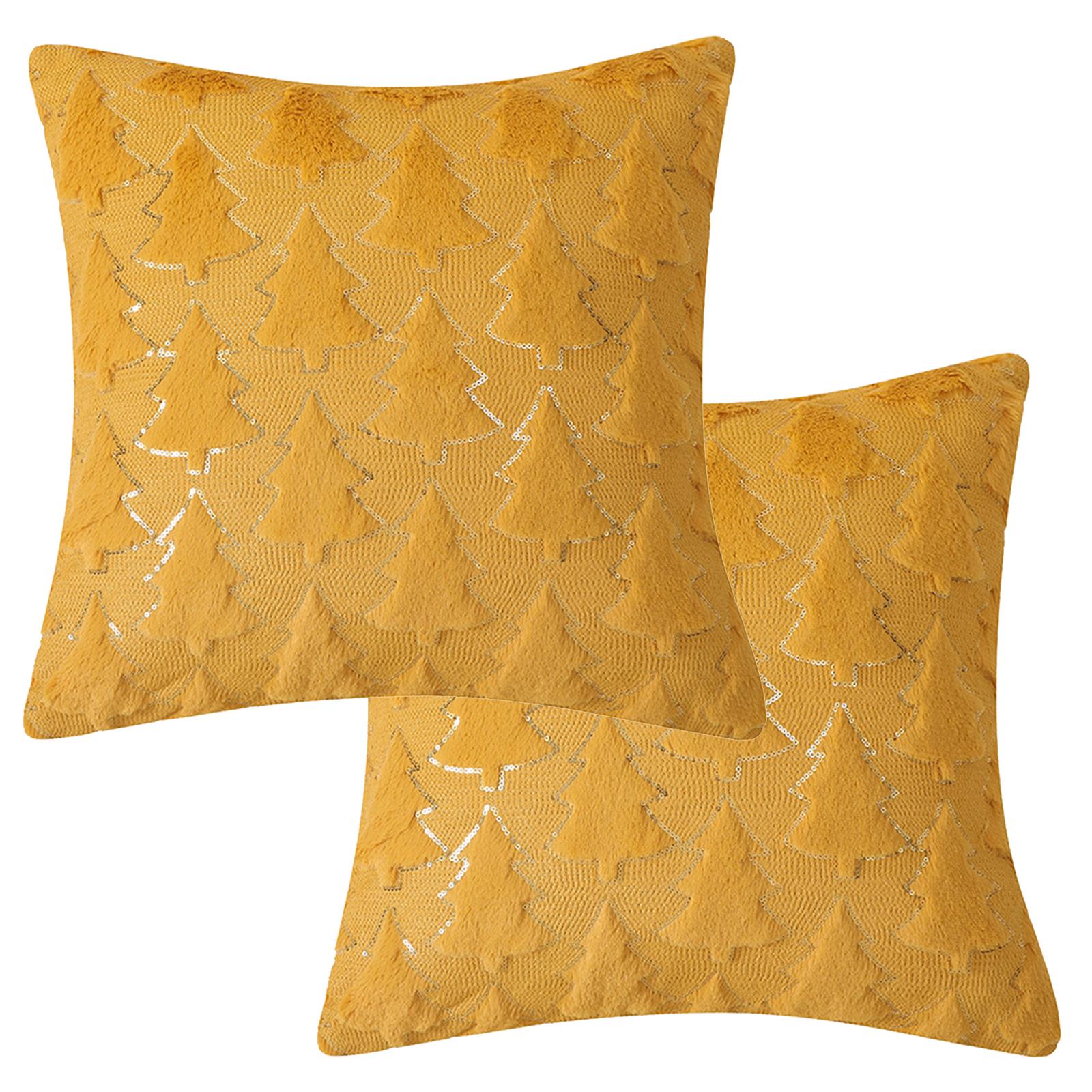 

2 шт. Наволочка для декоративной подушки Рождественская декоративная плюшевая наволочка 40х40 см Прикроватная наволочка для 15.7in*15.7in жёлтый