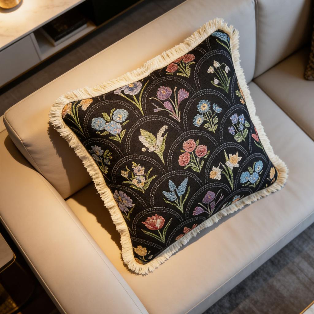 Washable Square Modern Farmhouse Couch Sofa Living Room Outdoor Cushion Decorative Tassel Couch Throw Pillow Covers