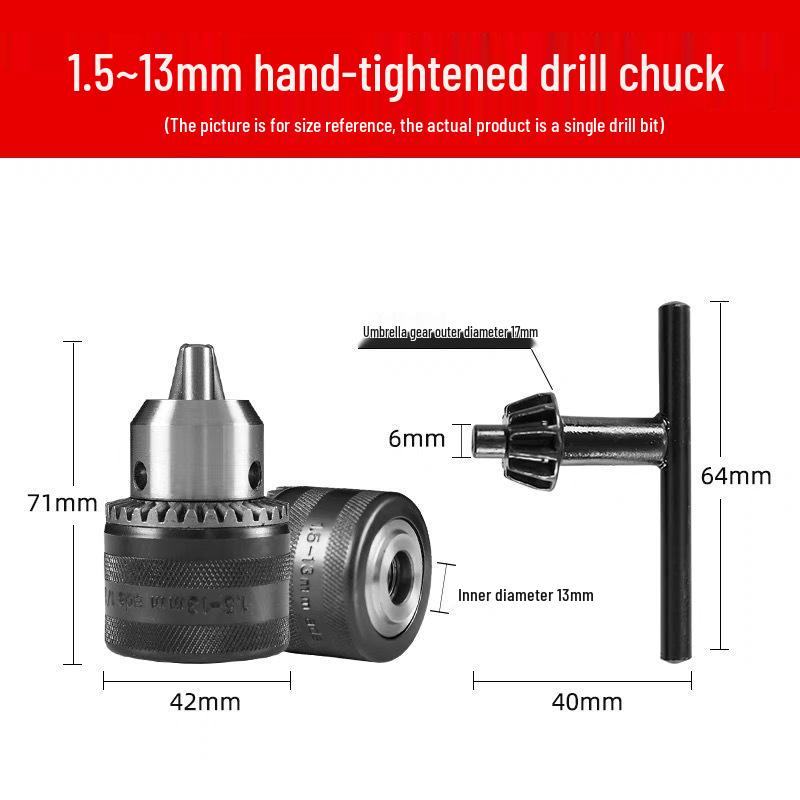 Self-Locking Ratchet Drill Chuck, 10/13mm, with Connecting Rod Accessories