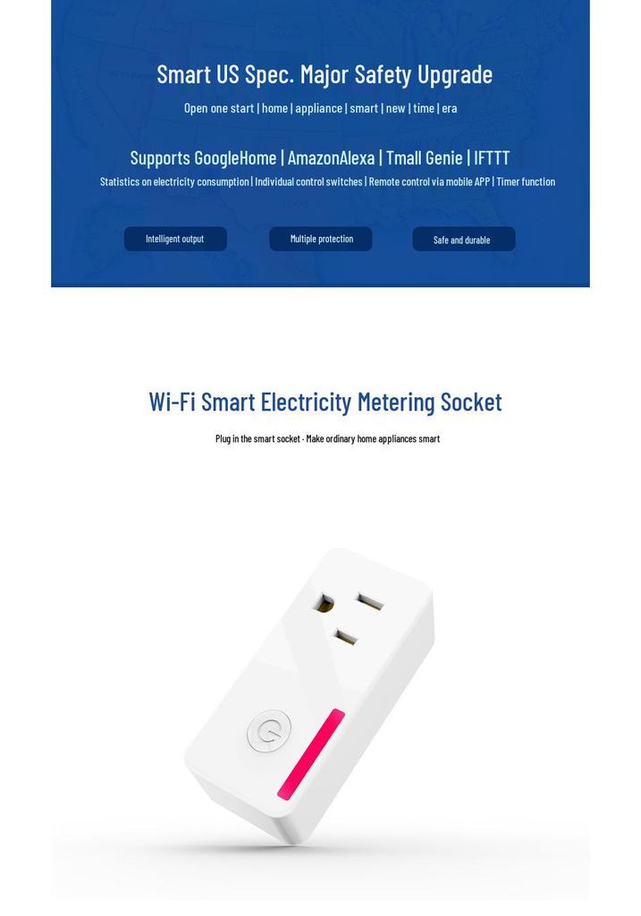 WiFi Smart Voice Socket 16A with Alexa and Electricity Metering (US Standard) by Doodle