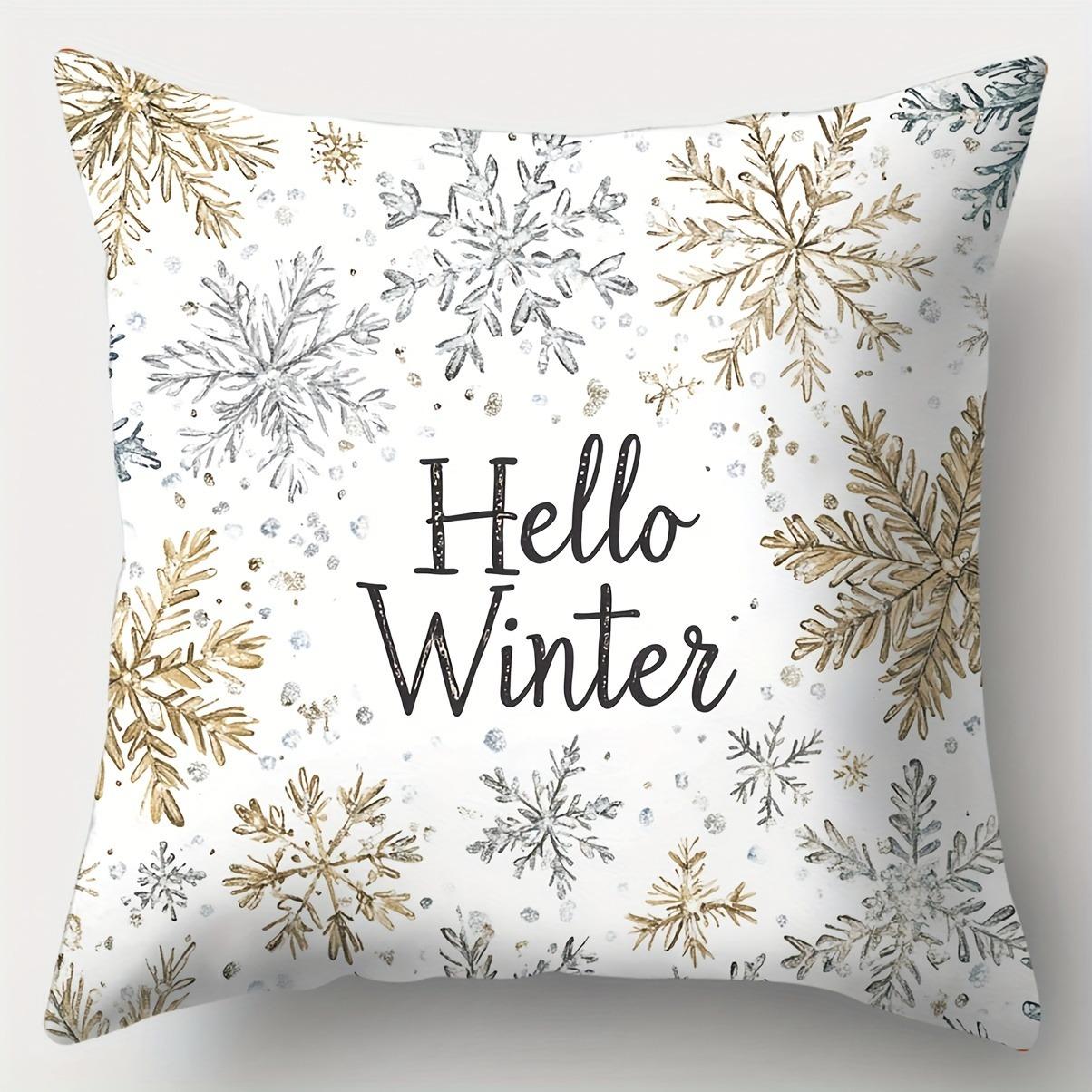 

1pc/4pcs Christmas-Themed Pillowcases: Merry, Snowman, Trees & Hello Winter Designs Sofa room decoration holiday home decoration 16x16Inch