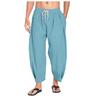 Cotton and Linen Harem Pants Men Streetwear loose Joggers Men Trousers Casual Solid Color Lightweight and Breathable Pants