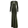 European and American fashion sexy pleated hollow slim dress, new long-sleeved deep V-neck hip-wrapped dress