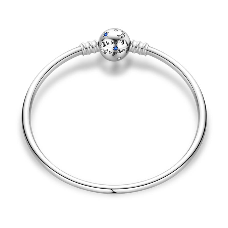 Real 925 Silver Hard Bracelet Size 17-20 Star Heart Spider Web Romantic For Women Luxury Jewelry