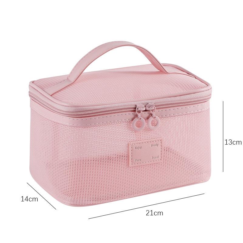 Large Capacity Mesh Makeup Bag - Portable Transparent Toiletry Storage