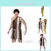 High Quality Unisex Adult Caveman Costume For Halloween With Tiger Print Design