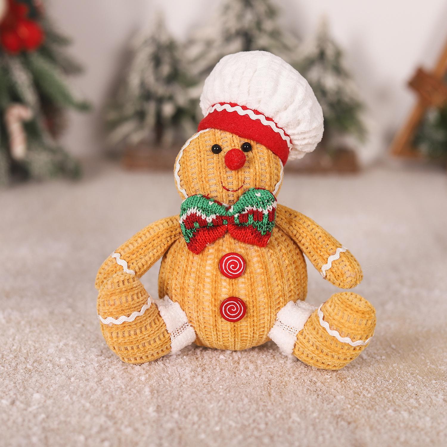 

Рождественская пряничная кукла в сидячей позе, мультяшный поварской колпак, кулон в виде человека-печенья, веселое рождественское украшение для дома, рождественские украшения