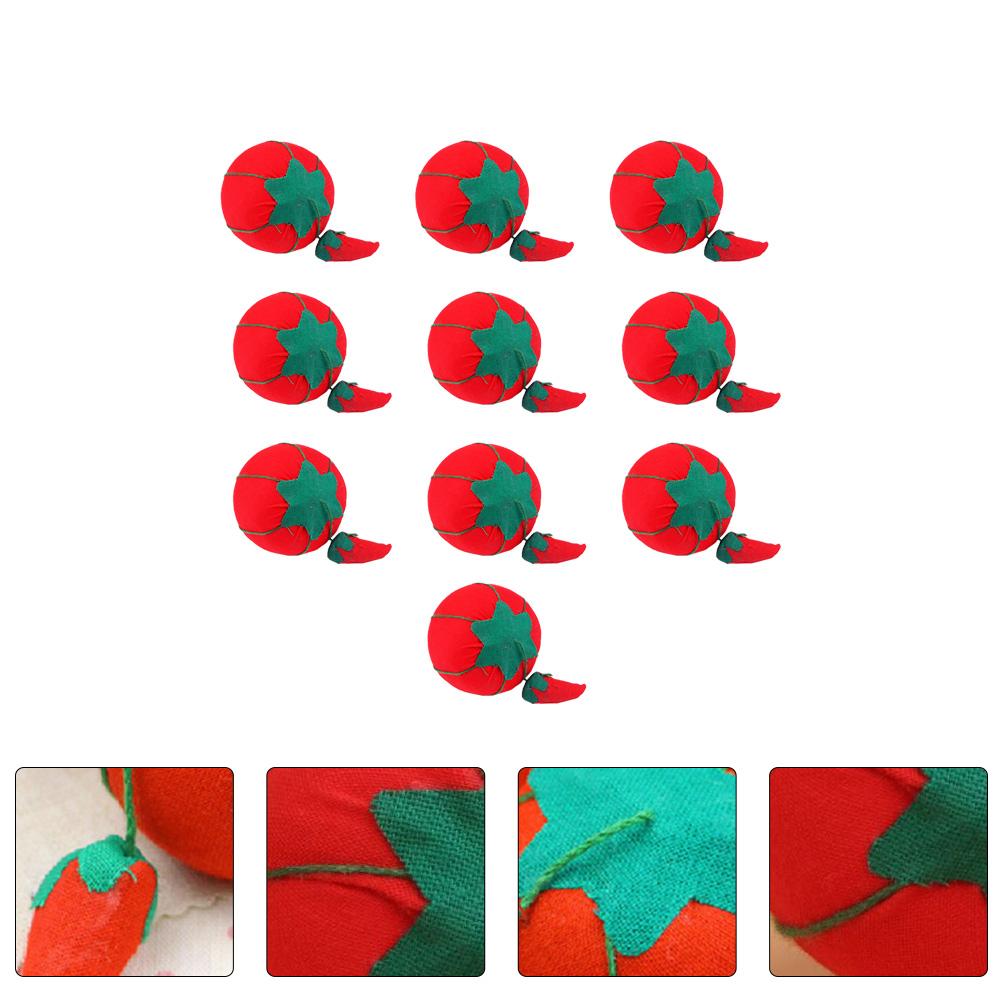 

10Pcs Tomato Shaped Sewing Pin Cushion Diy Embroidery Helper Stitch Needle Keeper Craft Pincushion Quilting Supplies For Day 5.00X5.00X5.00CM красный
