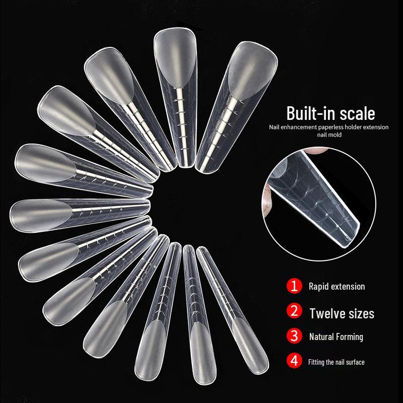 Caja de 120 Puntas de Uña de Cristal: Moldes para Extensión de Uñas Almendra Ballet con Escala