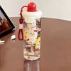 Water bottle1011 spring new high-value cute cartoon large-capacity children's straw cup portable large-capacity plastic cup