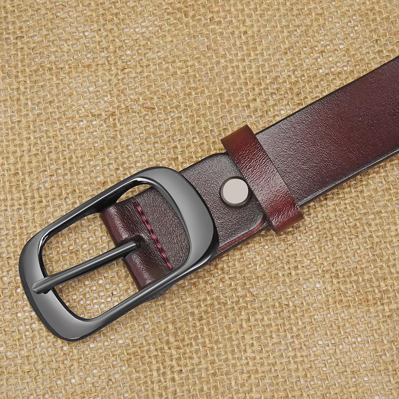 Women's Genuine Cowhide Leather Belt with Rustproof Alloy Buckle - Casual and Versatile for Jeans.